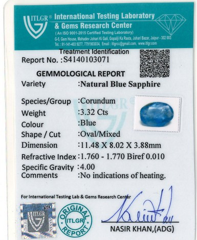 Blue Sapphire - 3.32 Carat