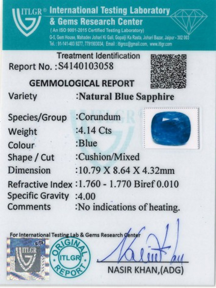 Blue Sapphire - 4.14 Carat