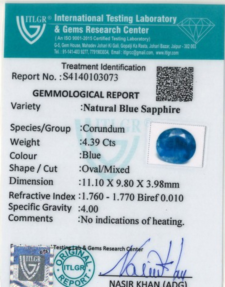 Blue Sapphire - 4.39 Carat