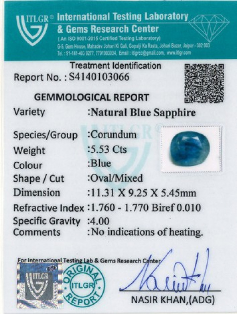 Blue Sapphire - 5.53 Carat