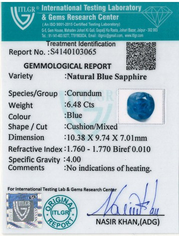 Blue Sapphire - 6.48 Carat
