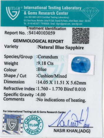 Blue Sapphire - 9.18 Carat