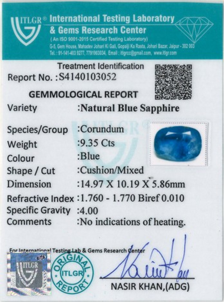 Blue Sapphire - 9.35 Carat