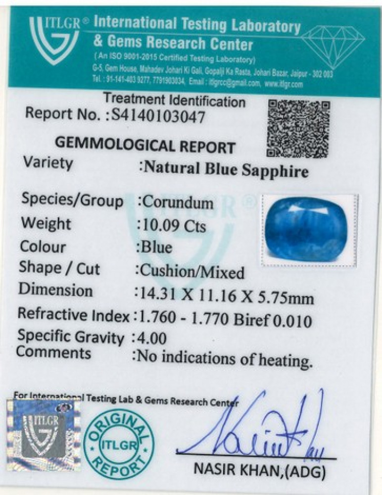 Blue Sapphire - 10.09 Carat