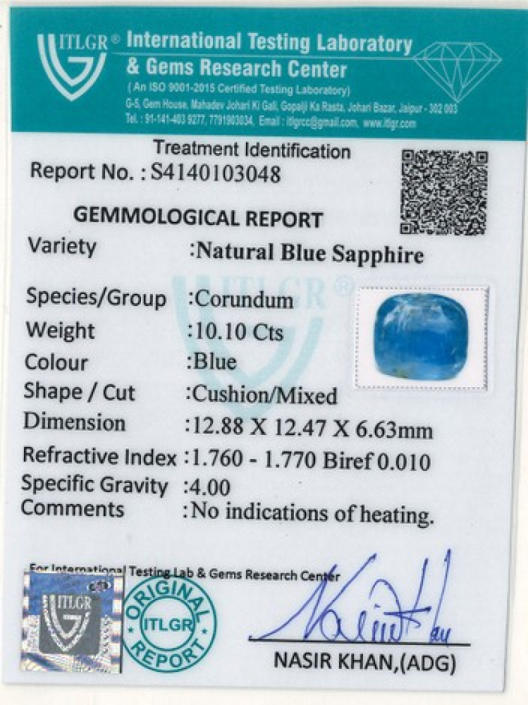 Blue Sapphire - 10.1 Carat