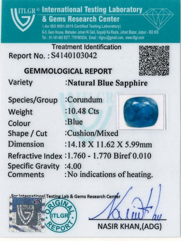 Blue Sapphire - 10.48 Carat