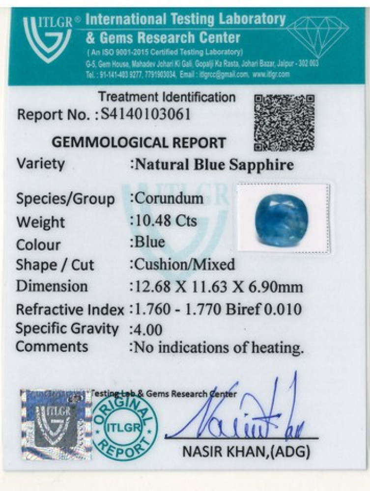 Blue Sapphire - 10.48 Carat