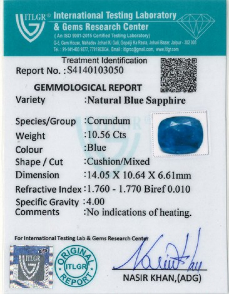 Blue Sapphire - 10.56 Carat