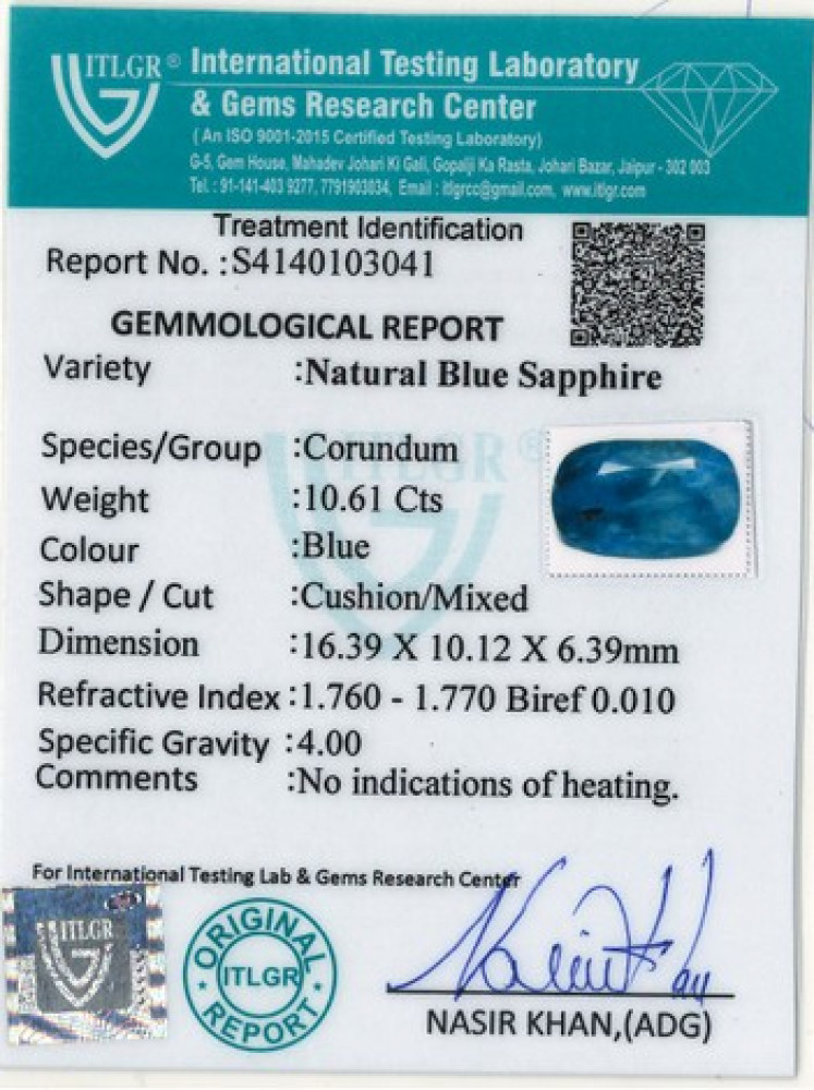 Blue Sapphire - 10.61 Carat
