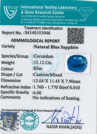 Blue Sapphire - 11.12 Carat