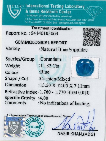 Blue Sapphire - 11.82 Carat