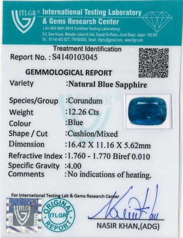 Blue Sapphire - 12.26 Carat