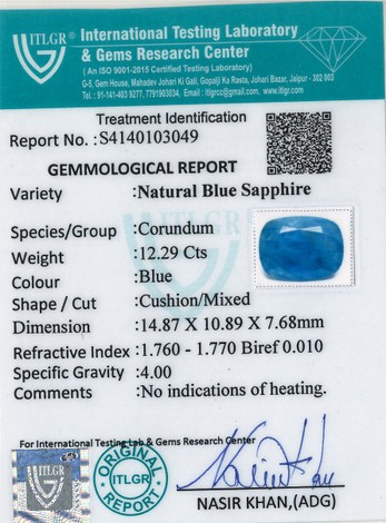 Blue Sapphire - 12.29 Carat