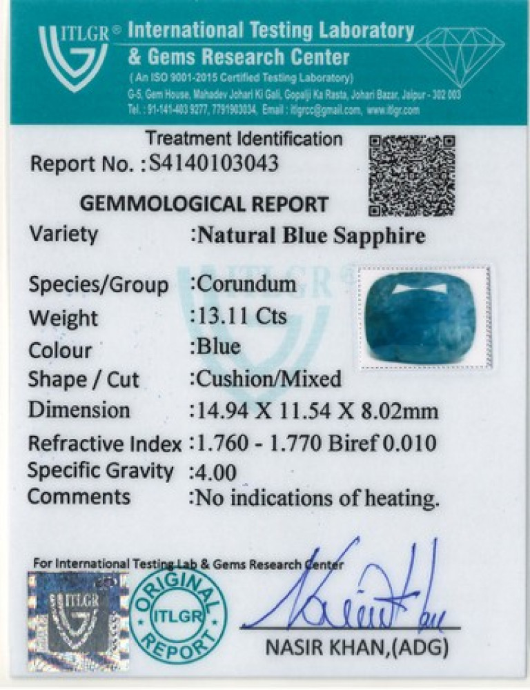 Blue Sapphire - 13.11 Carat