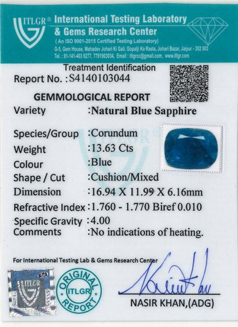Blue Sapphire - 13.63 Carat