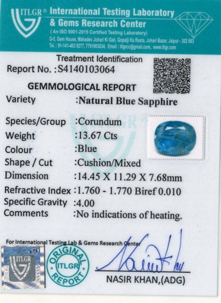 Blue Sapphire - 13.67 Carat