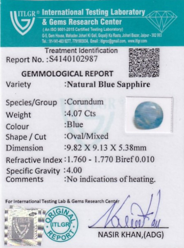 Blue Sapphire - 4.07 Carat