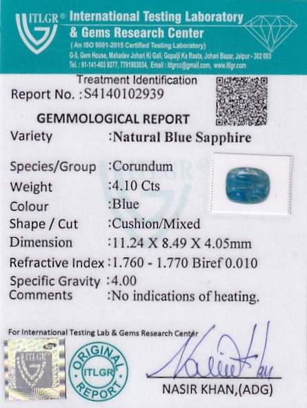 Blue Sapphire - 4.1 Carat