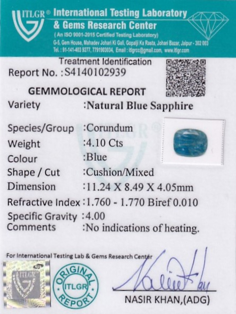 Blue Sapphire - 4.1 Carat