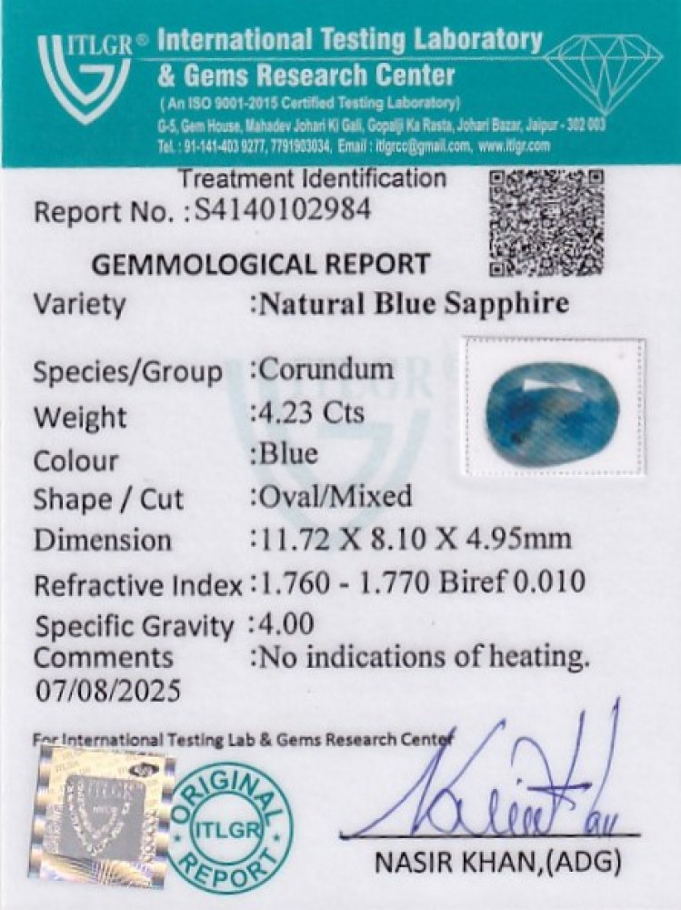 Blue Sapphire - 4.23 Carat