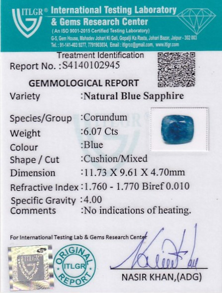 Blue Sapphire - 6.07 Carat