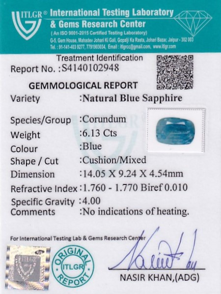 Blue Sapphire - 6.13 Carat