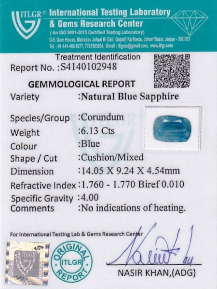 Blue Sapphire - 6.13 Carat