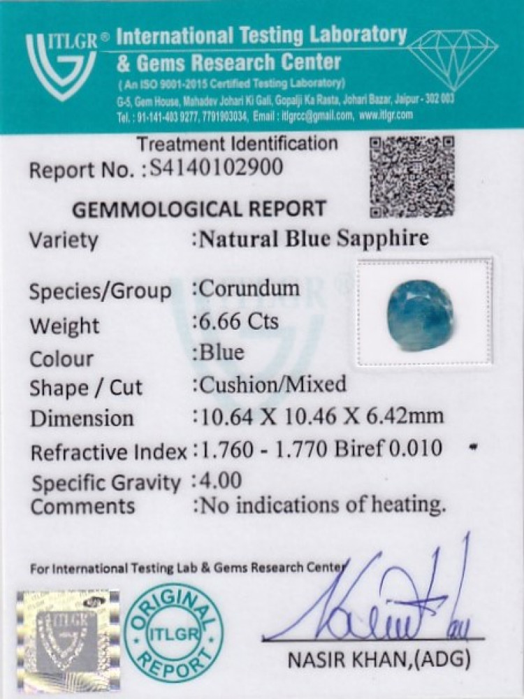 Blue Sapphire - 6.66 Carat