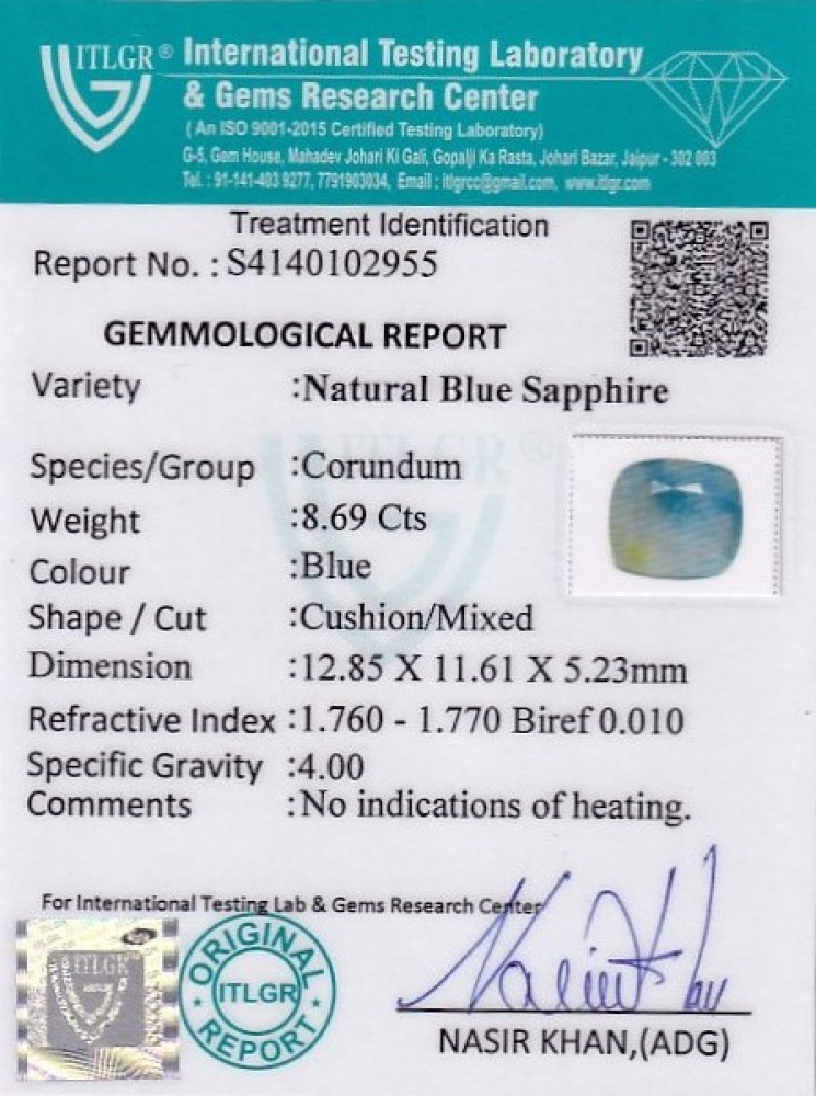 Blue Sapphire - 8.69 Carat