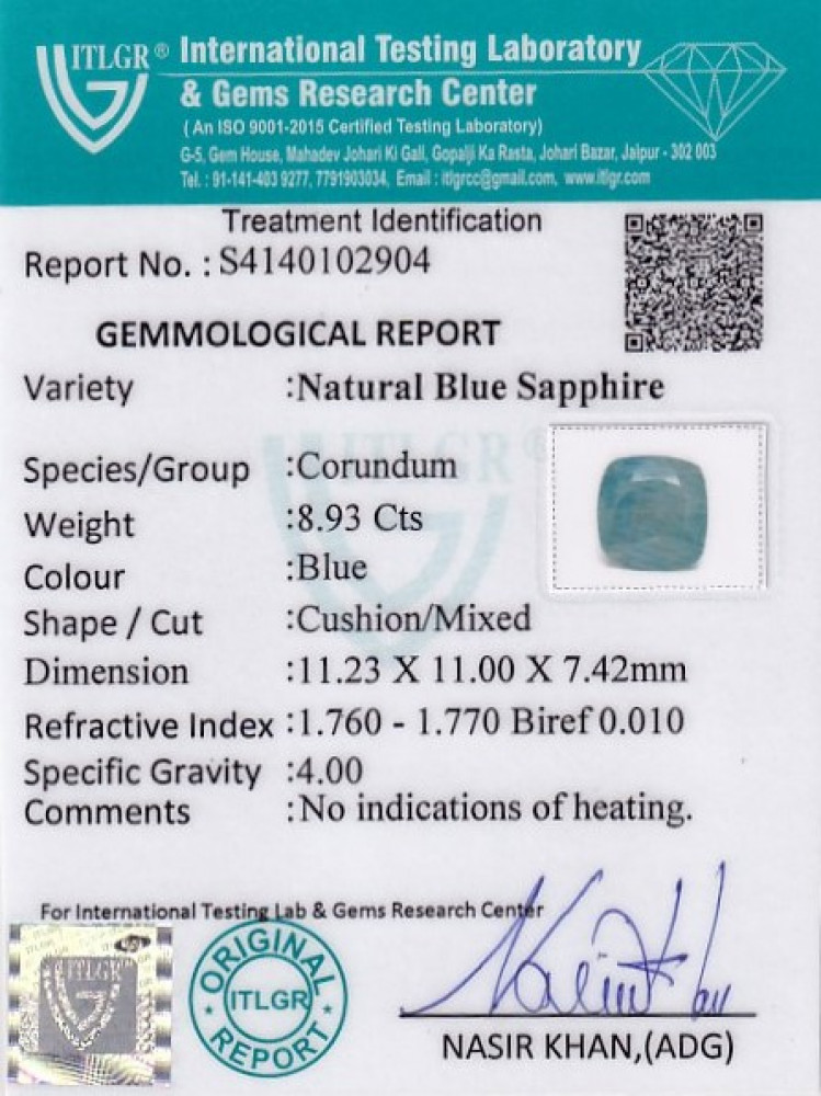 Blue Sapphire - 8.93 Carat