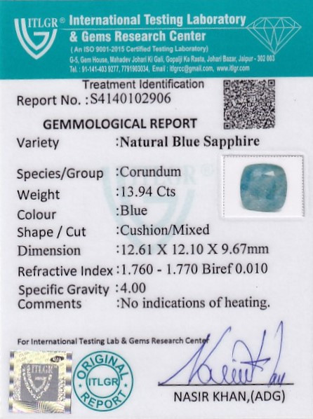 Blue Sapphire - 13.94 Carat