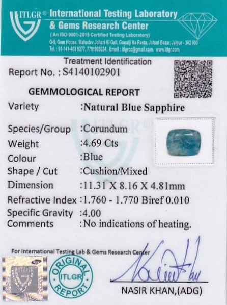 Blue Sapphire - 4.69 Carat