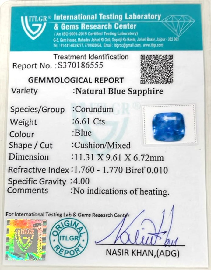 Blue Sapphire - 6.61 Carat
