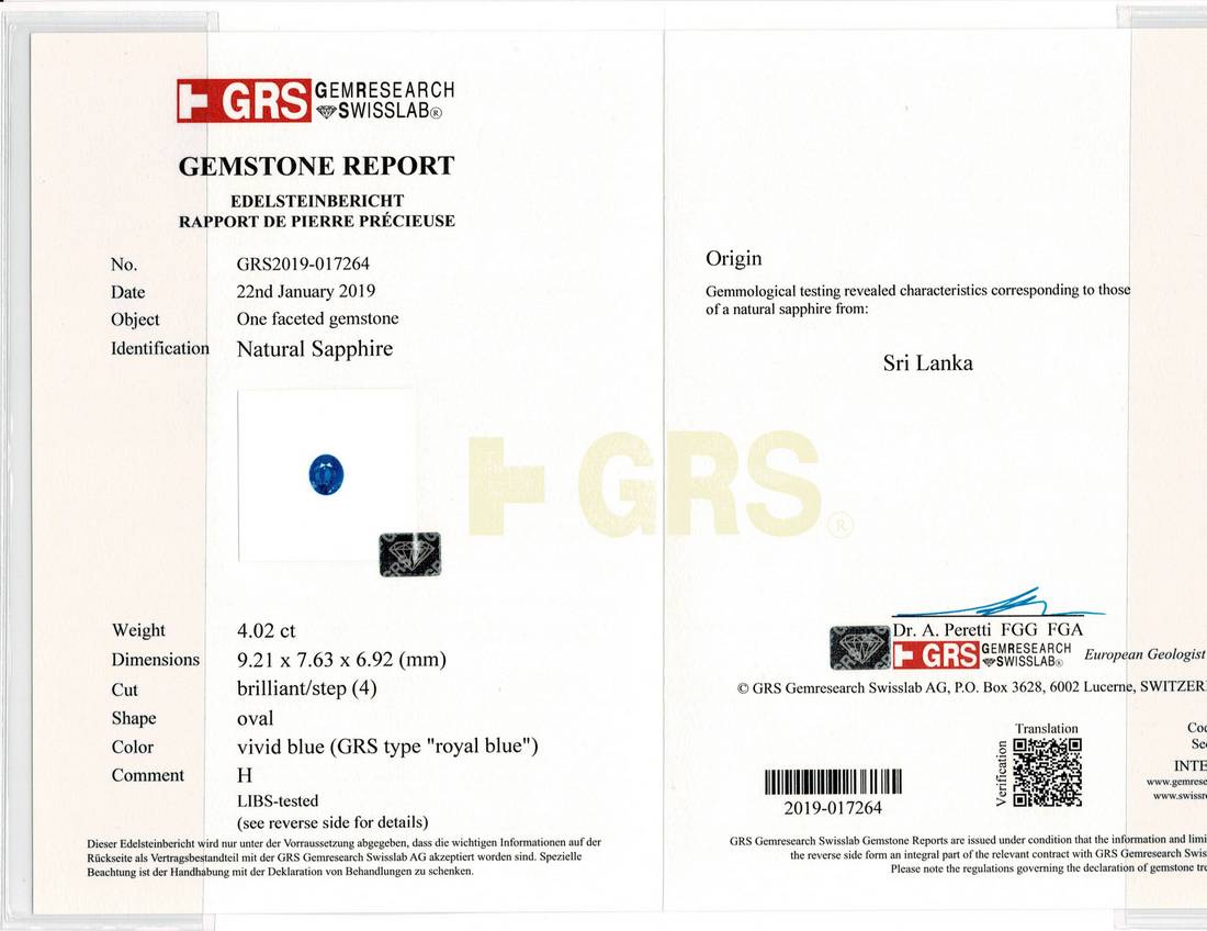 Royal Blue Sapphire - 4.02 Carat