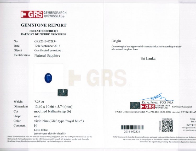 Royal Blue Sapphire - 7.25 Carat