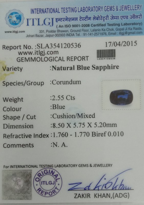 Blue Sapphire - 2.55 Carat