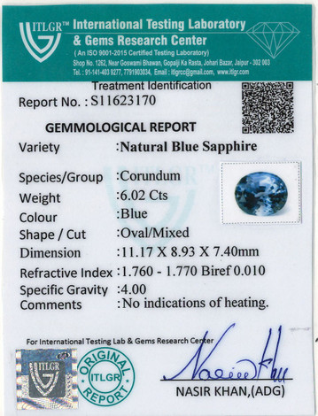Blue Sapphire - 6.02 Carat