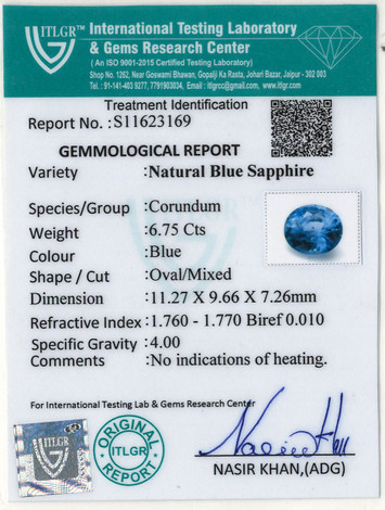 Blue Sapphire - 6.75 Carat