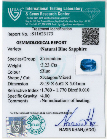 Blue Sapphire - 3.23 Carat