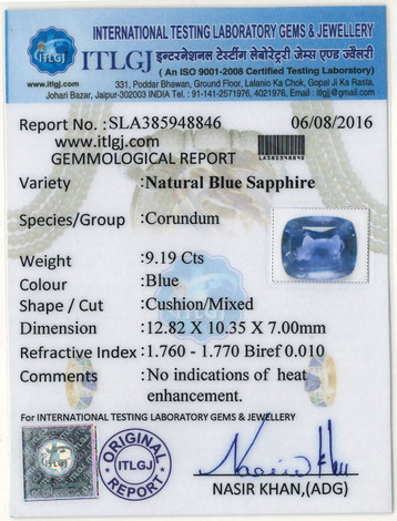 Blue Sapphire - 9.19 Carat
