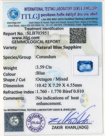 Blue Sapphire - 3.47 Carat