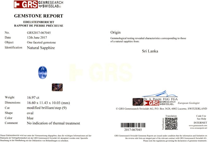 Blue Sapphire - 16.97 Carat