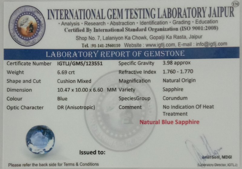 Pastel Blue Sapphire - 6.69 Carat