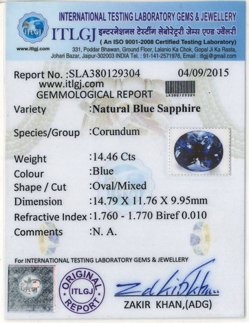 Blue Sapphire - 14.46 Carat