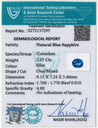 Blue Sapphire - 2.03 Carat
