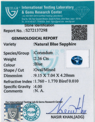 Blue Sapphire - 2.36 Carat