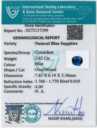 Blue Sapphire - 2.42 Carat