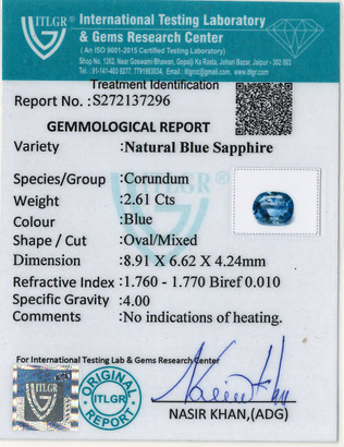 Blue Sapphire - 2.61 Carat