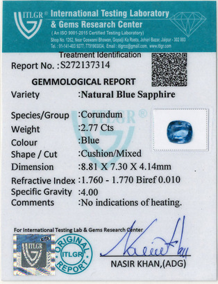 Blue Sapphire - 2.77 Carat