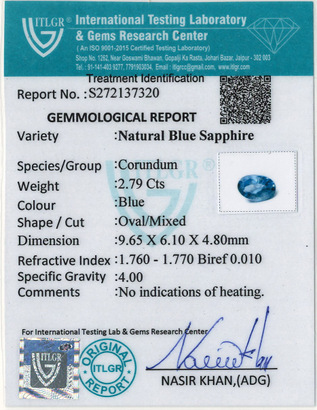 Blue Sapphire - 2.79 Carat
